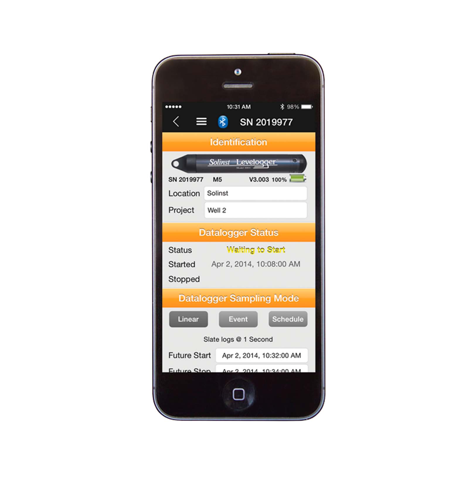 3001/3500 Levelogger 5 App Interface