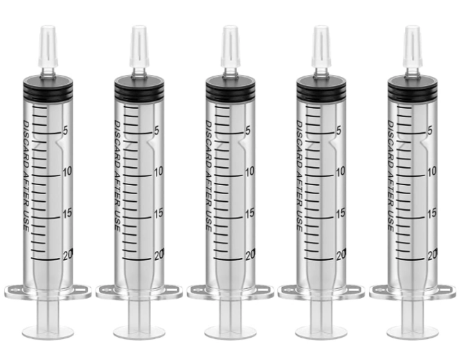 Jeringa estéril de plástico 20mL (pack de 5 uds)